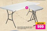 Lifetime Folding Table (White)-183 x 76cm Plus Lifetime Folding Table (White)-66 x 45cm-For Both