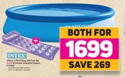 Intex 366cm x 76cm Easy Set Pool Set Plus 18 Pocket Inflatable Fashion Lounger-For Both
