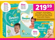 Pampers Active Baby, New Baby Jumbo Pack Or Premium Care Value Pack Disposable Nappies-Per Pack