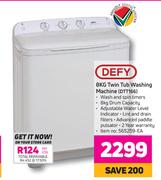 Defy 8Kg Twin Tub Washing Machine DTT166