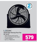Logik 40cm High Velocity Floor Fan BF1601A-Each