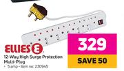 Ellies 12 Way High Surge Protection Multi Plug 5amp