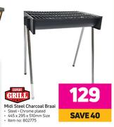Expert Grill Midi Steel Charcoal Braai-445 x 295 x 510mm
