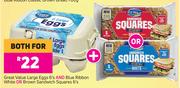 Great Value Large Eggs 6's & Blue Ribbon White Or Brown Sandwich Squares 6's-For Both