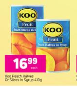 Koo Peach Halves Or Slices In Syrup-410g Each