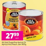 All Gold Superfine Apricot Or Apricot And Peach Jam 900g-Each
