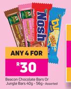 Beacon Chocolate Bars Or Jungle Bars Assorted-For Any 4 x 40g-56g