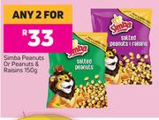 Simba Peanuts Or Peanuts & Raisins-For Any 2 x 150g