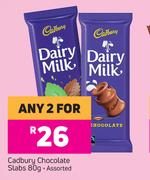 Cadbury Chocolate Slabs Assorted-For Any 2 x 80g