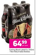 Carling Black Label-6 x 340ml Per Pack