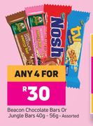 Beacon Chocolate Bars Or Jungle Bars Assorted-For Any 4 x 40g-56g