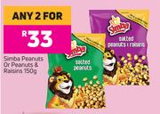 Simba Peanuts Or Peanuts & Raisins-For Any 2 x 150g