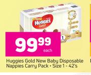 Huggies Gold New Baby Disposable Nappies Carry Pack Size 1-42's Pack-Each