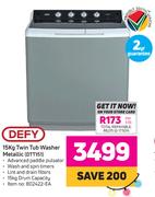 Defy 15Kg Twin Tub Washer (Metallic) DTT151
