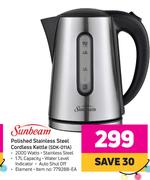 Sunbeam 1.7Ltr Polished Stainless Steel Cordless Kettle SDK-011A