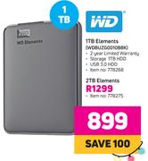 WD 1TB Elements WDBUZ0010BBK