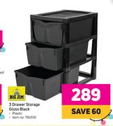 Big Jim 3 Drawer Storage (Gloss) Black
