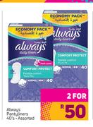 Always Pantyliners Assorted-For 2 x 40's