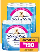 Baby Soft 2 Ply Toilet Tissue-For Any 2 x 18's