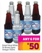 Great Value White Or Brown Spirit Vinegar-For Any 6 x 750ml
