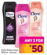 Clere Body Lotion Assorted-For Any 3 x 500ml