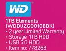WD 1TB Elements WDBUZG0010BBK