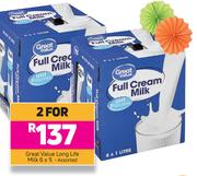 Great Value Long Life Milk Assorted-For 2x6 x 1L