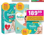 Pampers Pants, Active Baby Jumbo Pack  Or Premium Care Value  Disposable Nappies-Per Pack