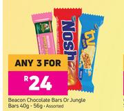 1 Beacon Chocolate Bars Or Jungle Bars Assorted-For Any 3 x 40g-56g