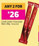 1 Lindt Lindor Chocolate Bars Assorted-For Any 2 x 38g