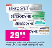 Sensodyne Multi Care, Fresh, Mint, Gentle White Or Clean & Fresh Toothpaste-75ml Each