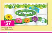 Twinsaver 1 Ply Toilet Tissue 500 Sheets-8's Per Pack