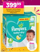 2Pampers Active Baby Disposable Nappies Mega Box-Per Box