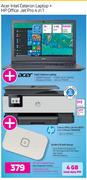 Acer Intel Celeron Laptop-On MyGig 2 Topup+HP Colour Office Jet Pro 8023 4 In 1+R219 LTE WiFi Router