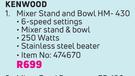 Kenwood Mixer Stand And Bowl HM-430