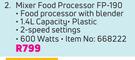 Kenwood Mixer Food Processor FP-190