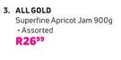 All Gold Superfine Apricot Jam Assorted-900g
