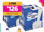 Great Value Long Life Milk Assorted-For 2 x 6 x 1Ltr