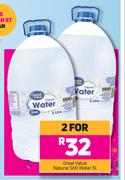 Great Value Natural Still Water-For 2 x 5L