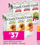 Ceres 100% Fruit Juice Blend Assorted-6 x 200ml Per Pack