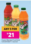 Fusion Blended Fruit Drink Concentrate Assorted-For Any 3 x 1L