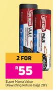 Super Mama Value Drawstring Refuse Bags-For 2 x 20's