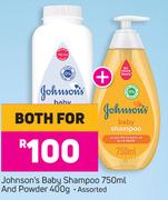 Johnson's Baby Shampoo 750ml & Powder 400g Assorted-For Both
