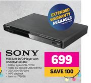 Sony Midi Size DVD Player With USB DVP-SR-370