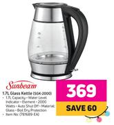 Sunbeam 1.7Ltr Glass Kettle SGK-2000