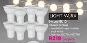 Light Worx 3w LED GU10 8 Pack Globes-Per Pack