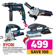Ryobi 650W Jigsaw Or 650W Impact Corded Drill Or 850W Angle Grinder Or Orbital Sander 92X187MM-Each