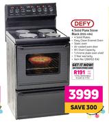 0 Defy 4 Solid Plate Stove Black DSS-494
