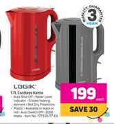 Logik 1.7Ltr Cordless Kettle-Each