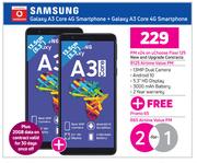 2 x Samasung Galaxy A3 Core Smartphone-On uChoose Flexi 125 + On Promo 65